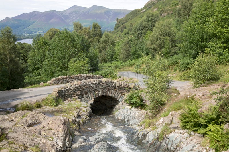 凯立克,英格兰湖区,许尼斯桥,自然,非都市风光,水平画幅,地形,瀑布,无人,路