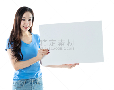 拿着,白色背景,女人,空白的,经理,商业广告标志,背景分离,肖像,商业金融和工业,中国人