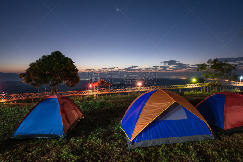 早晨,泰国,山,帐篷,清莱府,在上面,狩猎动物,居住区,清盛,露营