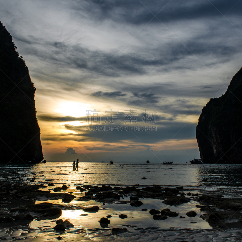 玛雅湾,泰国湾,皮皮岛,旅游目的地,地形,安达曼海,夏天,户外,方形画幅,泰国