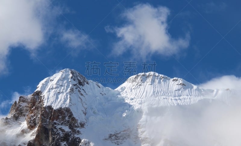 云,雪,天空,山顶,蓝色,在下面,白色,自然,风景,图像