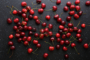 樱桃,红色,黑色背景,大量物体,暗色,石片,黑色,有机食品,清新,水果