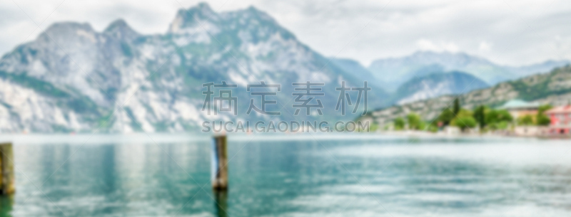 托尔博莱,意大利,城镇,散焦,背景,加尔达湖,海岸线,湖,行人,散步道