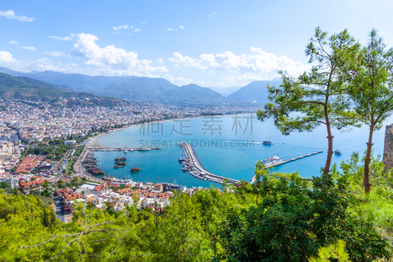 风景,土耳其,看风景,海岸线,安塔利亚省,船,海港,阿拉尼亚,著名景点,河流