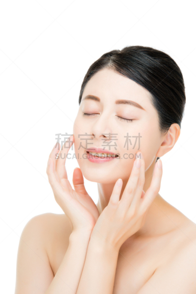 人的脸部,女人,美,特写,白色背景,自然美,垂直画幅,彩妆,纯净,完美