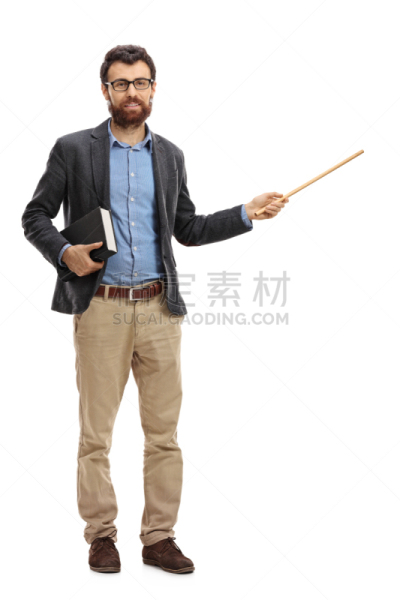青年人,书,教师,拿着,魔杖,垂直画幅,讲师,络腮胡子,白人,男性