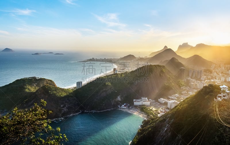 红海滩,海岸线,科巴卡巴纳海滩,巴西,里约热内卢,海滩,航拍视角,城市生活,著名自然景观,热带气候