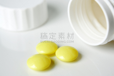 瓶子,药丸,黄色,水平画幅,无人,维生素,组物体,塑胶,营养品,特写