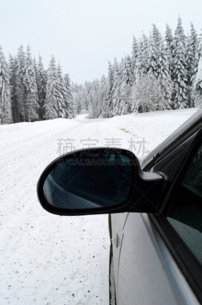 危险,山,寒冷,法国,山口,汽车,奥弗涅,雪,户外,冰