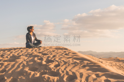 墨西哥,自然美,沙漠,青年人,沙丘,在上面,女人,一个人,科阿韦拉州,青年女人