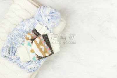 衣服,热,白色背景,连指手套,开士米绒线,帽子,毛衣,折叠的,水平画幅