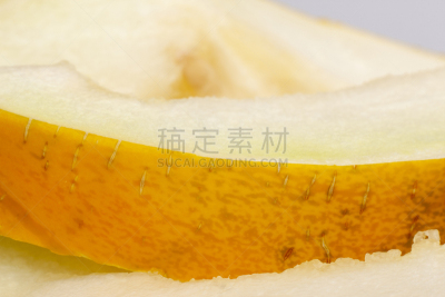 一个物体,黄色,切片食物,白兰瓜,种子,可爱的,横截面,部分,清新,食品
