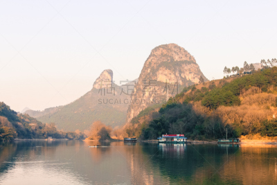 漓江,阳朔,中国,兴平,桂林,水,水平画幅,山,无人,户外