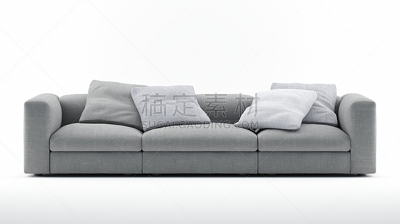 灰色,沙发,枕头,座位,水平画幅,纺织品,无人,白色背景,装饰物,背景分离