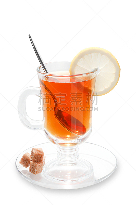 茶杯,玻璃,白色背景,垂直画幅,水果,无人,茶碟,玻璃杯,背景分离,饮料