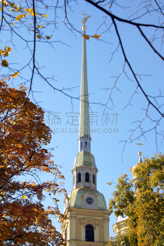 俄罗斯,塔,安全护栏,保尔,saint peter,圣马洛,垂直画幅,天空