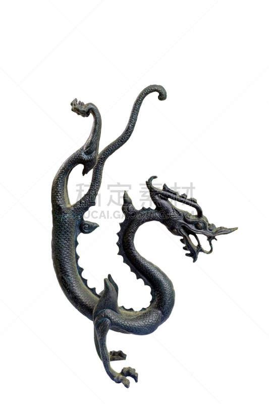 龙,雕塑,青铜,分离着色,白色背景,季军,铜牌,垂直画幅,古董,艺术