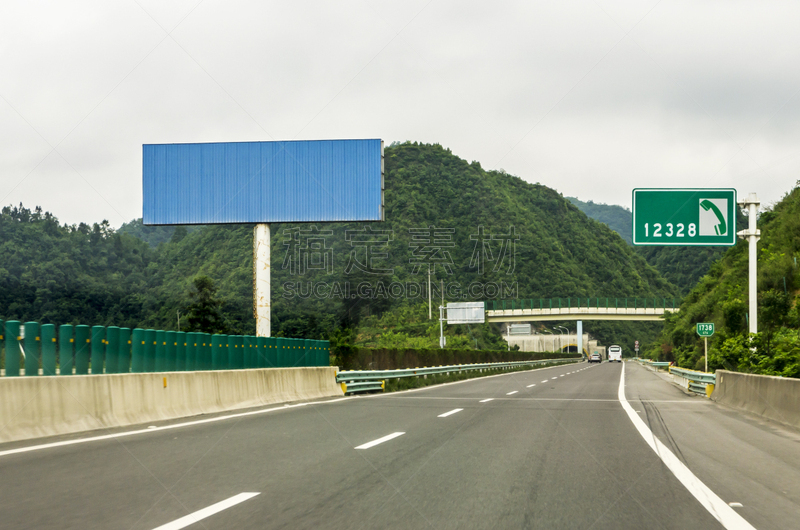 天空,布告栏,新的,空白的,背景,蓝色,商务,空的,公路