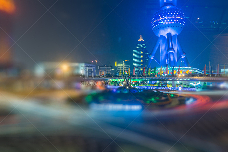 夜晚,上海,金融区,陆家嘴,东方明珠塔,外滩,未来,都市风景,现代,国际著名景点