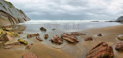 海岸线,西班牙,巴斯克地区,沙岩,著名景点,背景,水湾,户外,欧洲,自然