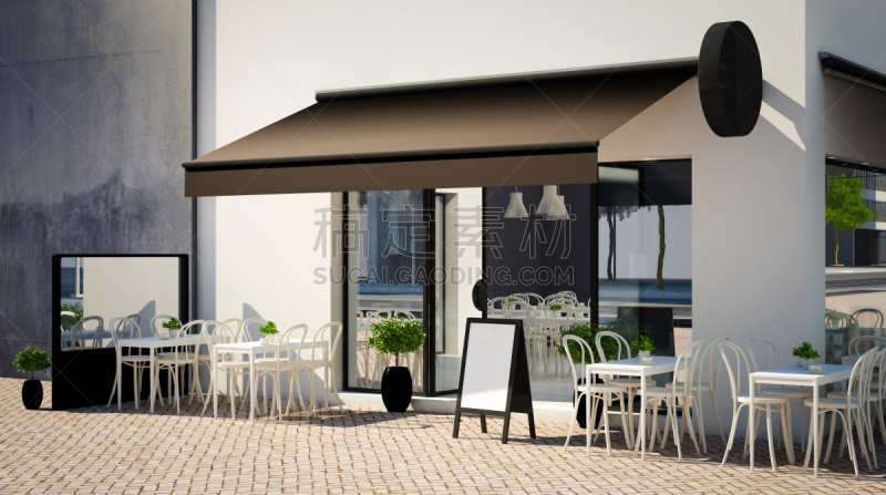 cafÃ© facade 3d rendering