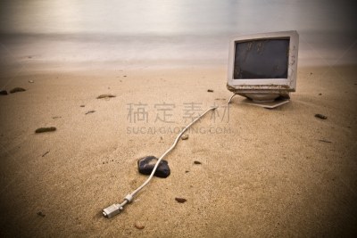 厄尔巴岛,主机,电缆,垃圾,水平画幅,沙子,无人,户外,被抛弃的