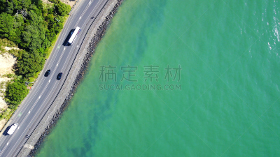 奥克兰,新西兰,水边,公路赛跑,航拍视角,水平画幅,无人,忙碌,行人,户外