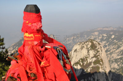 华山,山,杆,道教,水平画幅,无人,运气,户外,安全的