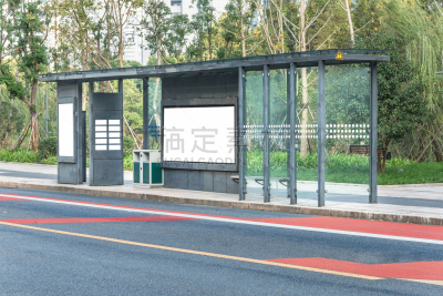 现代,空的,市区路,公共汽车站,林荫路,上海,多车道公路,办公室,水平画幅,无人