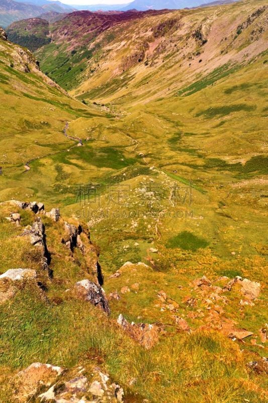 波路达利,峭壁,坎布里亚,格里斯代尔派克,英国,英格兰,英格兰湖区,温来特,小路,河流