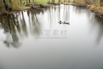 狗,男人,独木舟,水,留白,休闲活动,缓慢的,湖,草,男性