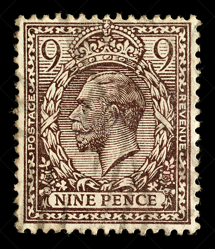 george v,英国,邮票,阿方索十三世,邮戳,过时的,一个物体,背景分离,肖像,英格兰