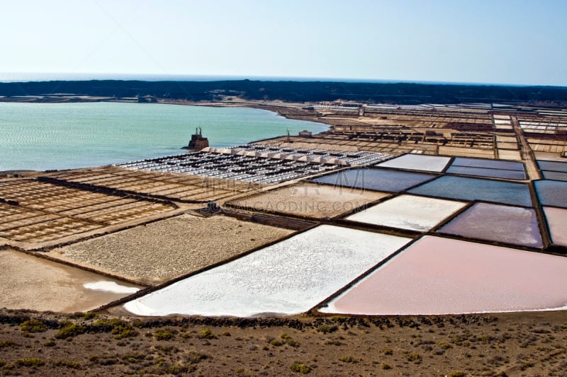 食盐,堆,生理盐水,timanfaya national park,兰萨罗特岛,水,水平画幅,沙子,大西洋群岛,几何形状