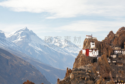 修道院,寺院,山,丹卡尔寺,毕底,印度,寺庙,过时的,地形,在上面