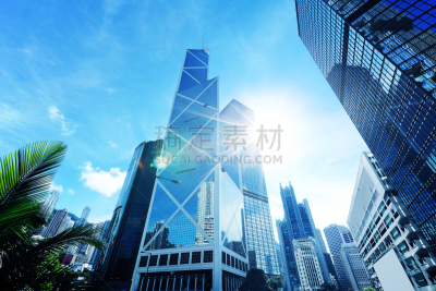 长江中心,全球财政,银行,蓝色,无人,户外,顶部,阳光光束,公司企业,商务