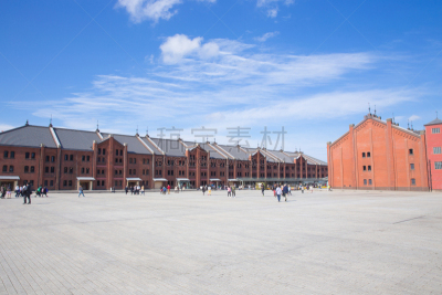 横滨高速铁路,横滨,红色,砖,仓库,东京湾,美,城镇景观,水平画幅,无人