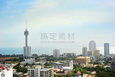 芭堤雅,水,天空,度假胜地,水平画幅,无人,夏天,户外,泰国,都市风景