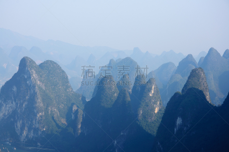 喀斯特,山,风景,阳朔,桂林,天空,美,水平画幅,高视角,户外