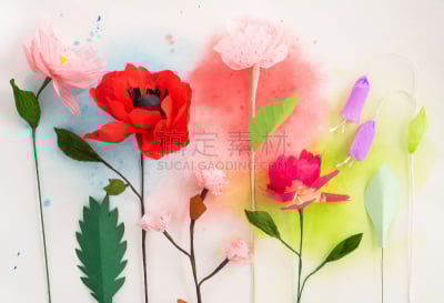 纸花,水彩画,皱纹纸,棉纸,玫瑰色的,母亲节,自己动手,手艺,春天,花纹