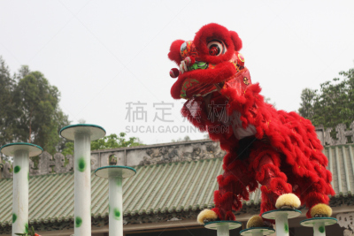 狮子舞蹈,表演艺术活动,传统节日,红色,传统,演出服,龙,异国情调,古服装,狮子