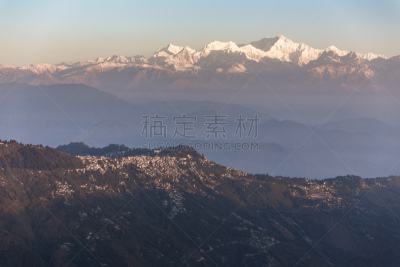 天空,虎丘,早晨,干城章嘉峰,大吉岭,山,印度,蓝色,乡村,看风景