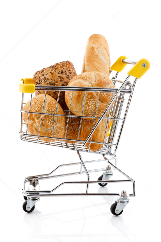 购物车,面包,白色,垂直画幅,法式长棍面包,食品杂货,折角小面包,超级市场,法式食品,组物体