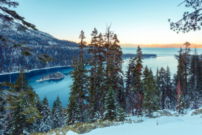 翡翠湾,冬天,太浩湖,滑雪运动,水,美,度假胜地,水平画幅,雪,无人