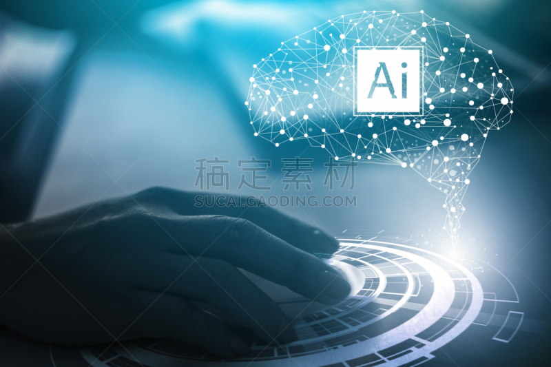 技术,手,未来,电子人,强迫性的,触摸屏,工作,联系,对焦