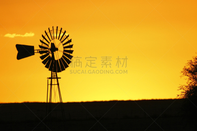 阿根廷,水平画幅,无人,拉潘帕市,风车,黄昏,传统风车,日落,摄影,逆光