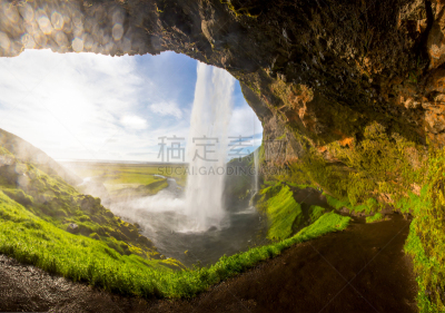 瀑布,冰岛国,塞里雅兰瀑布,莫斯特,名声,一只动物,seljalandsfoss waterfall,水,天空,水平画幅