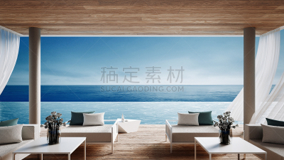 夏天,起居室,海洋,海滩,假日别墅,生活方式,室内,三维图形,风景,度假