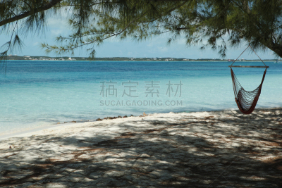 吊床,海滩,斯得克因岛,艾克苏马,水,水平画幅,沙子,无人,夏天,海岸地形