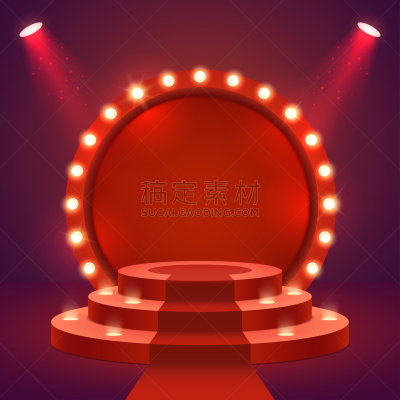 边框,圆形,典礼,矢量,空的,照明设备,舞台,绘画插图,聚光灯,颁奖典礼