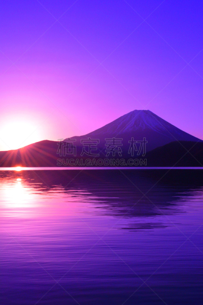 富士山,日本,本栖湖,黎明,山,早晨,旅途,雪山,雪,水面